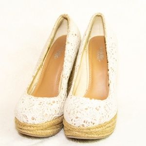 White Lace Wedges